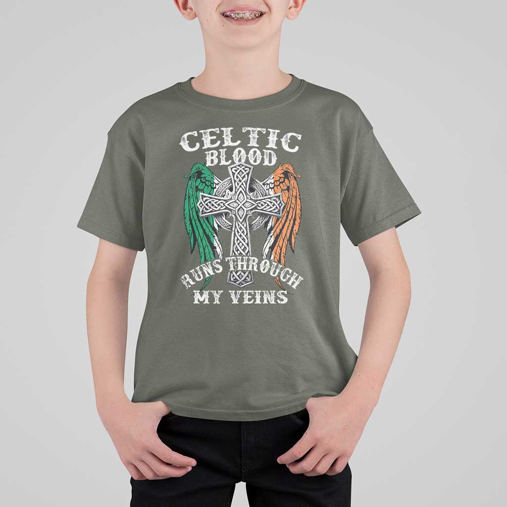 Irish Celtic Pride T Shirt For Kid Celtic Blood Runs Through My Veins