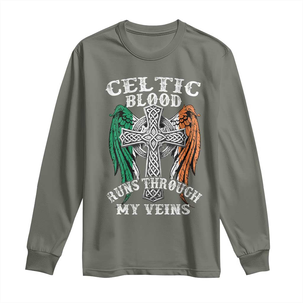 Irish Celtic Pride Long Sleeve Shirt Celtic Blood Runs Through My Veins