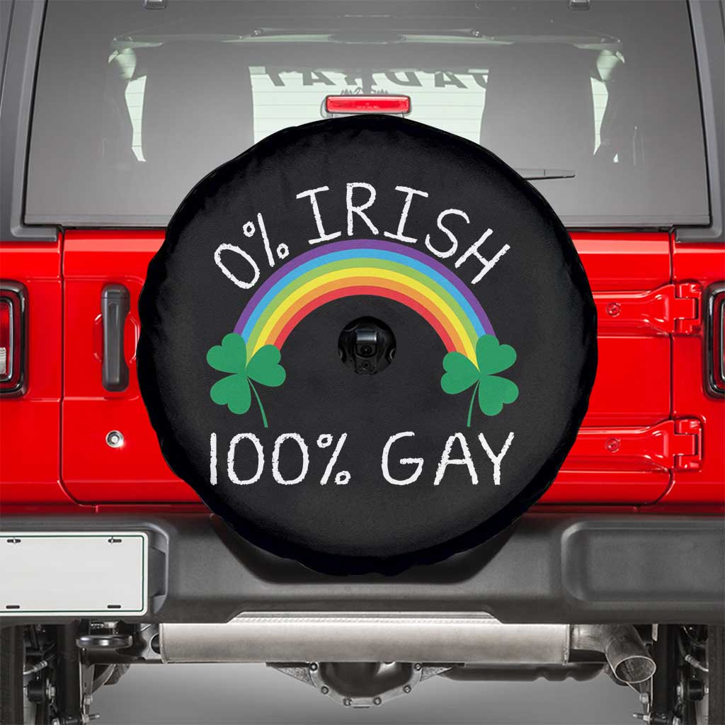 Funny St. Patrick's Day LGBT Spare Tire Cover 0 Irish 100 Gay Rainbow Shamrock
