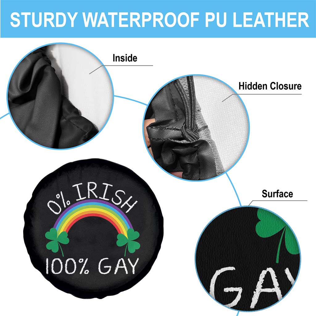 Funny St. Patrick's Day LGBT Spare Tire Cover 0 Irish 100 Gay Rainbow Shamrock