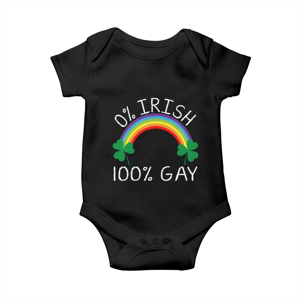 Funny St. Patrick's Day LGBT Baby Onesie 0 Irish 100 Gay Rainbow Shamrock
