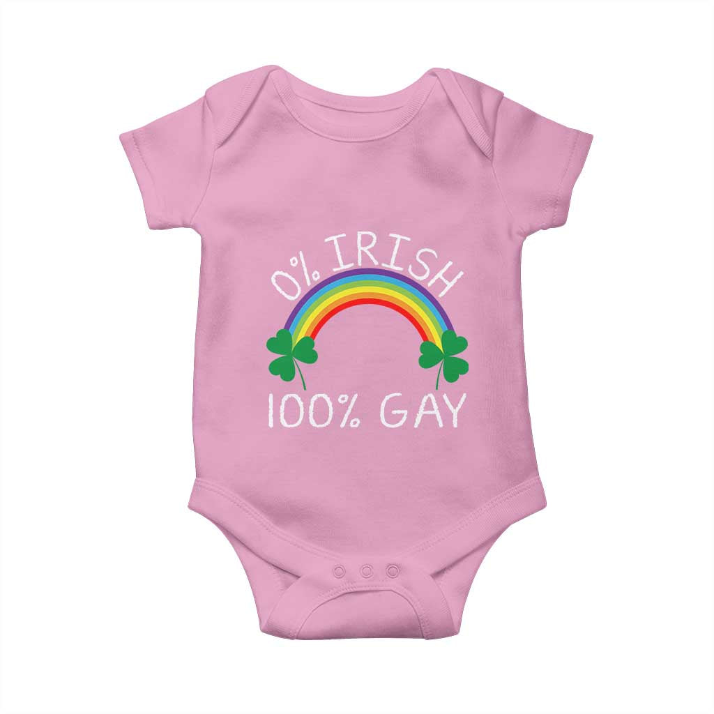 Funny St. Patrick's Day LGBT Baby Onesie 0 Irish 100 Gay Rainbow Shamrock