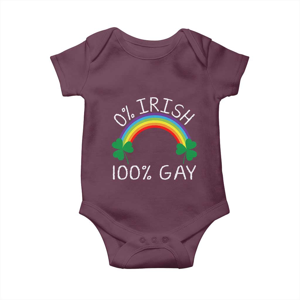 Funny St. Patrick's Day LGBT Baby Onesie 0 Irish 100 Gay Rainbow Shamrock
