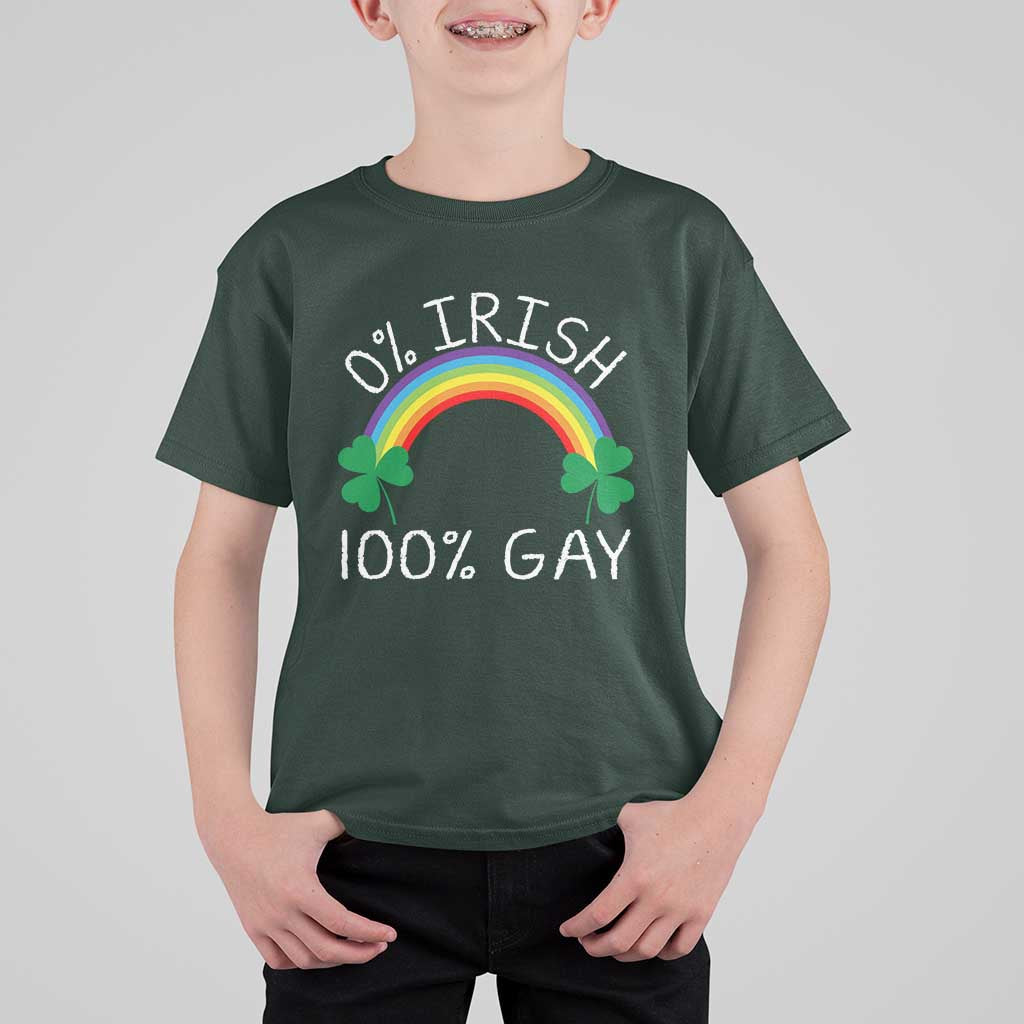 Funny St. Patrick's Day LGBT T Shirt For Kid 0 Irish 100 Gay Rainbow Shamrock