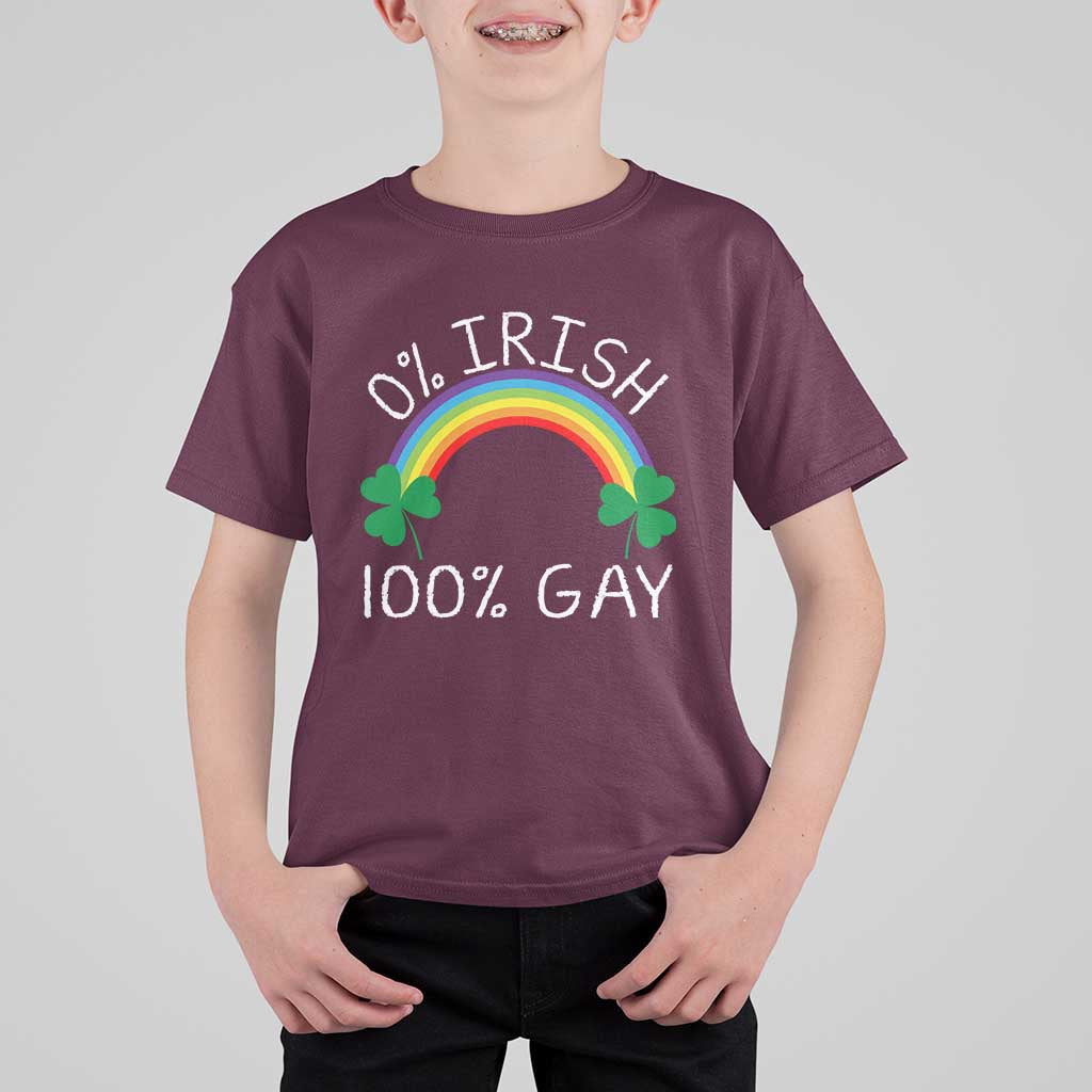 Funny St. Patrick's Day LGBT T Shirt For Kid 0 Irish 100 Gay Rainbow Shamrock