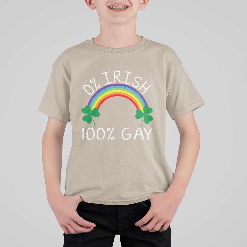 Funny St. Patrick's Day LGBT T Shirt For Kid 0 Irish 100 Gay Rainbow Shamrock