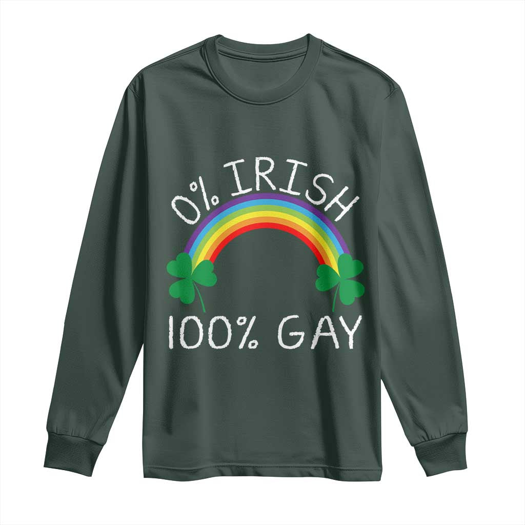 Funny St. Patrick's Day LGBT Long Sleeve Shirt 0 Irish 100 Gay Rainbow Shamrock