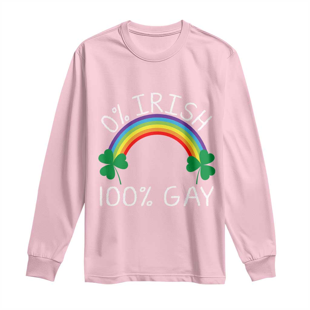 Funny St. Patrick's Day LGBT Long Sleeve Shirt 0 Irish 100 Gay Rainbow Shamrock