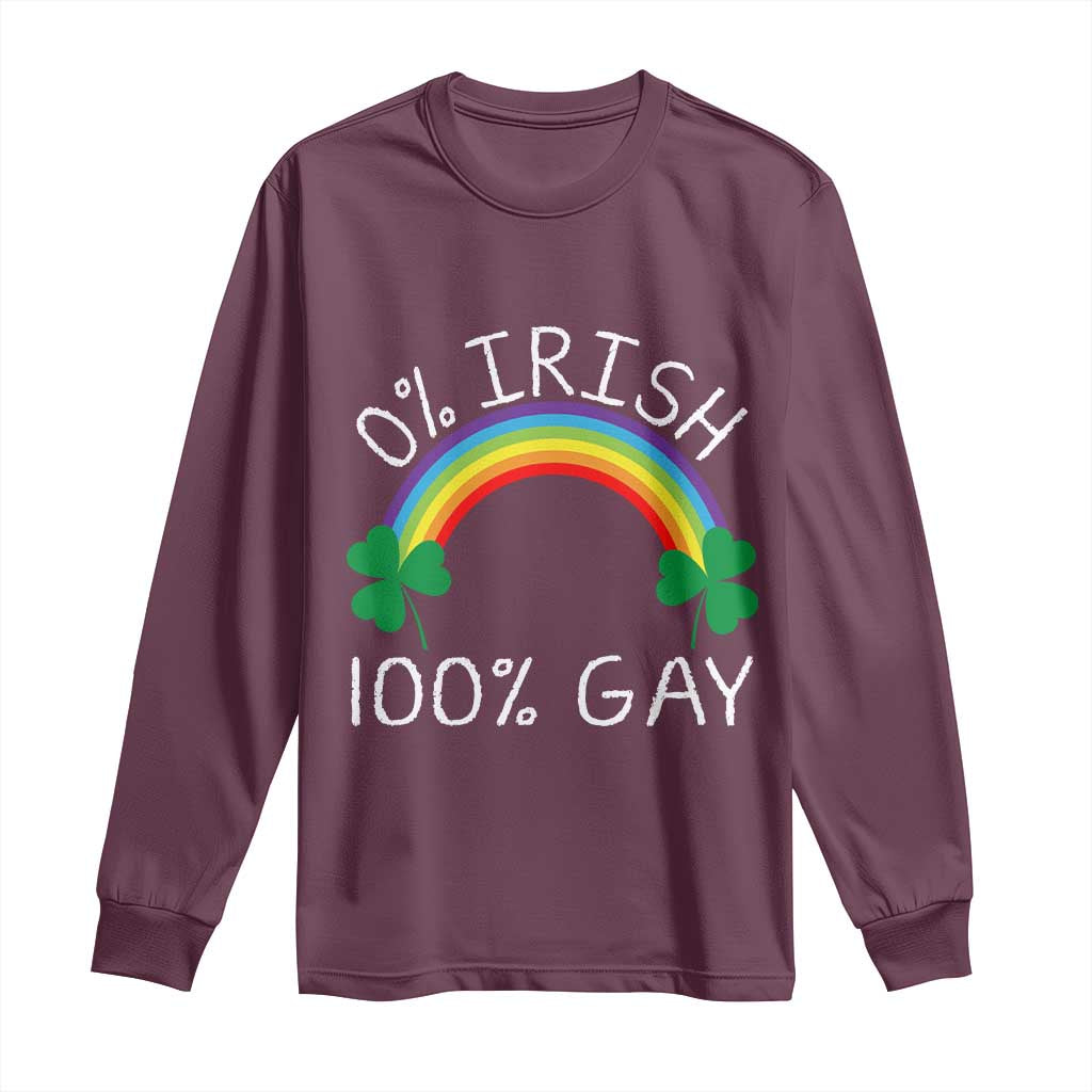 Funny St. Patrick's Day LGBT Long Sleeve Shirt 0 Irish 100 Gay Rainbow Shamrock