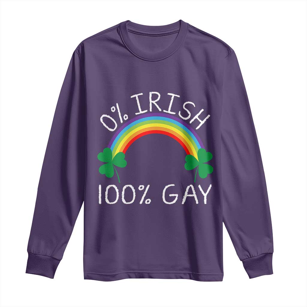Funny St. Patrick's Day LGBT Long Sleeve Shirt 0 Irish 100 Gay Rainbow Shamrock