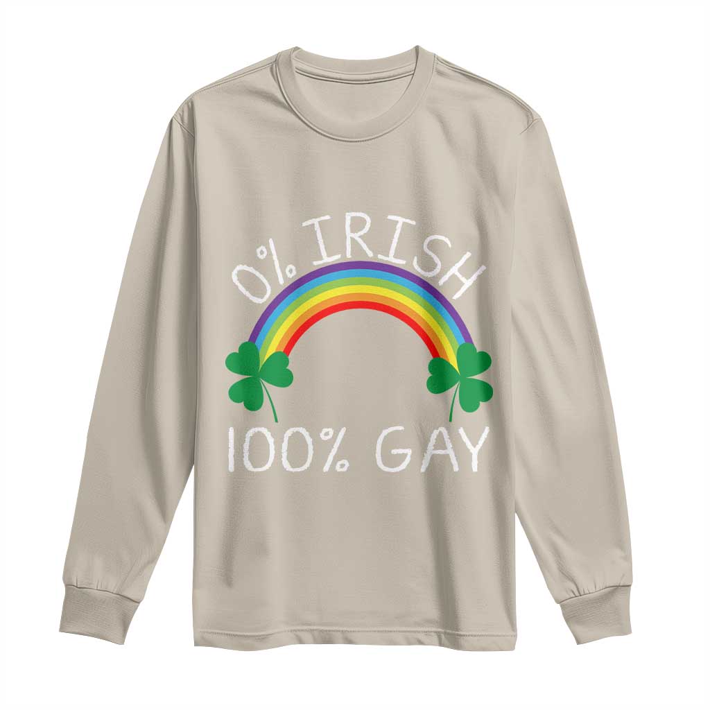 Funny St. Patrick's Day LGBT Long Sleeve Shirt 0 Irish 100 Gay Rainbow Shamrock
