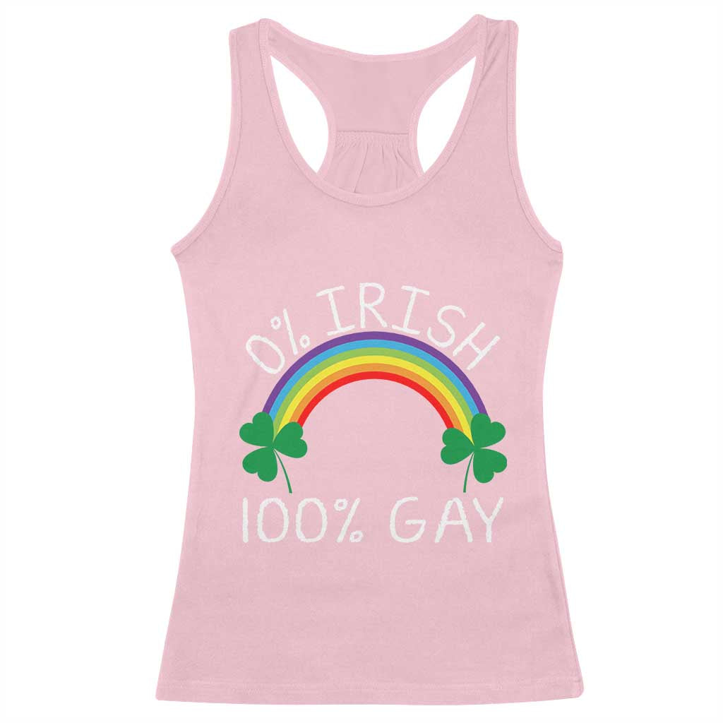 Funny St. Patrick's Day LGBT Racerback Tank Top 0 Irish 100 Gay Rainbow Shamrock