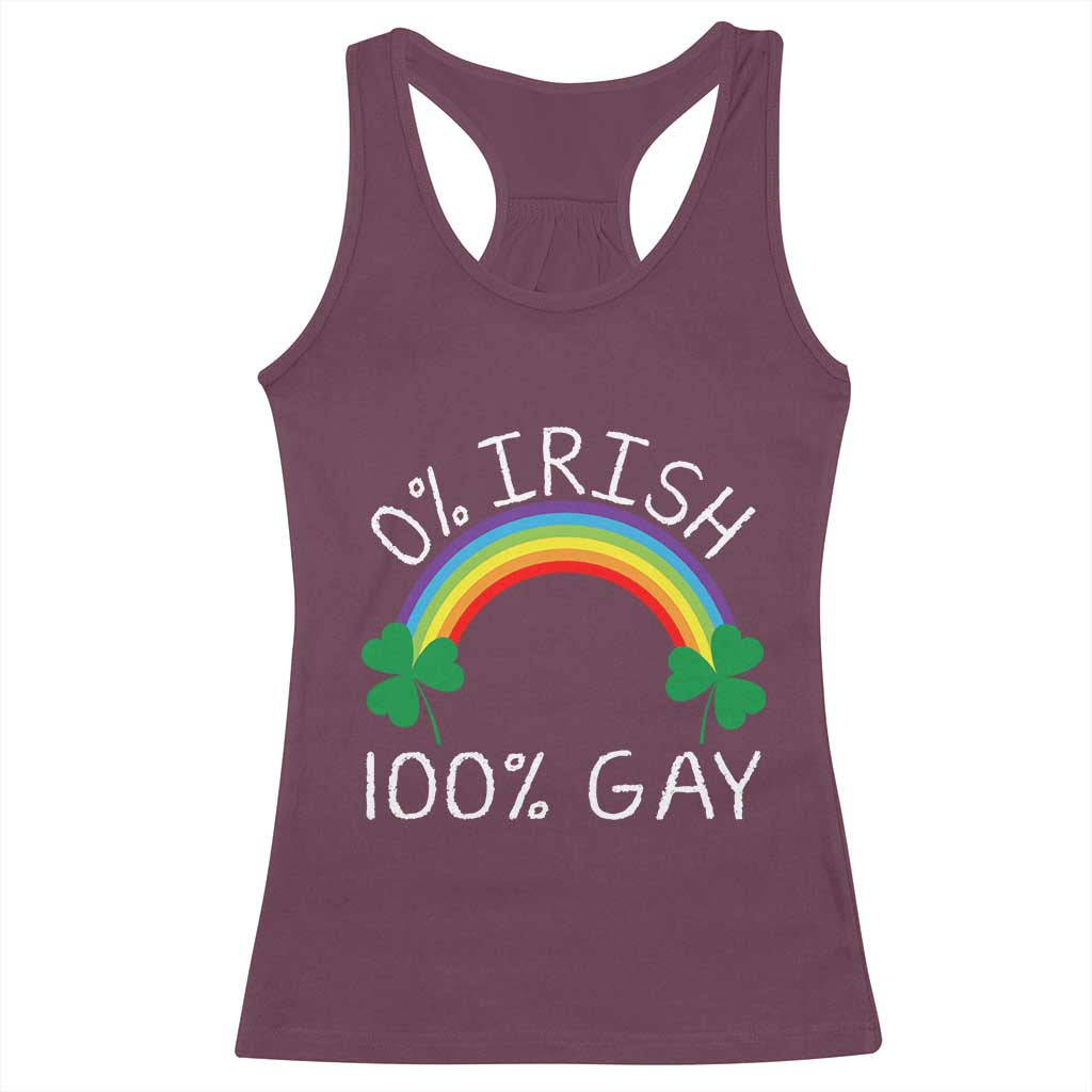 Funny St. Patrick's Day LGBT Racerback Tank Top 0 Irish 100 Gay Rainbow Shamrock