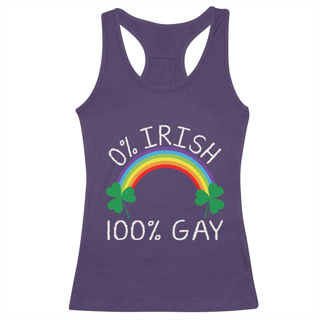 Funny St. Patrick's Day LGBT Racerback Tank Top 0 Irish 100 Gay Rainbow Shamrock