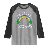 Funny St. Patrick's Day LGBT Raglan Shirt 0 Irish 100 Gay Rainbow Shamrock