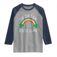 Funny St. Patrick's Day LGBT Raglan Shirt 0 Irish 100 Gay Rainbow Shamrock