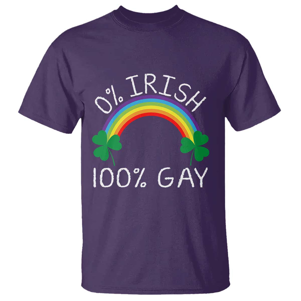 Funny St. Patrick's Day LGBT T Shirt 0 Irish 100 Gay Rainbow Shamrock