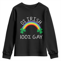 Funny St. Patrick's Day LGBT Youth Sweatshirt 0 Irish 100 Gay Rainbow Shamrock
