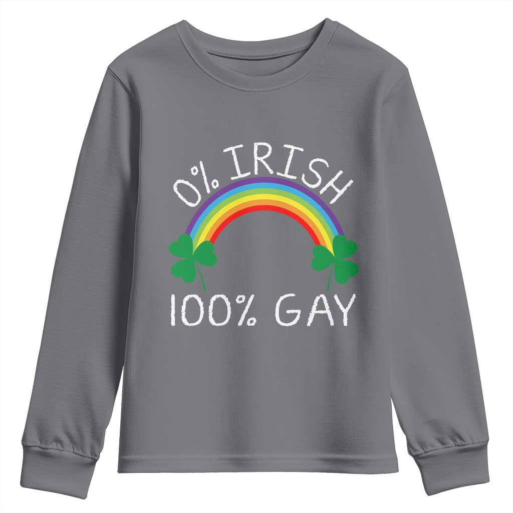 Funny St. Patrick's Day LGBT Youth Sweatshirt 0 Irish 100 Gay Rainbow Shamrock