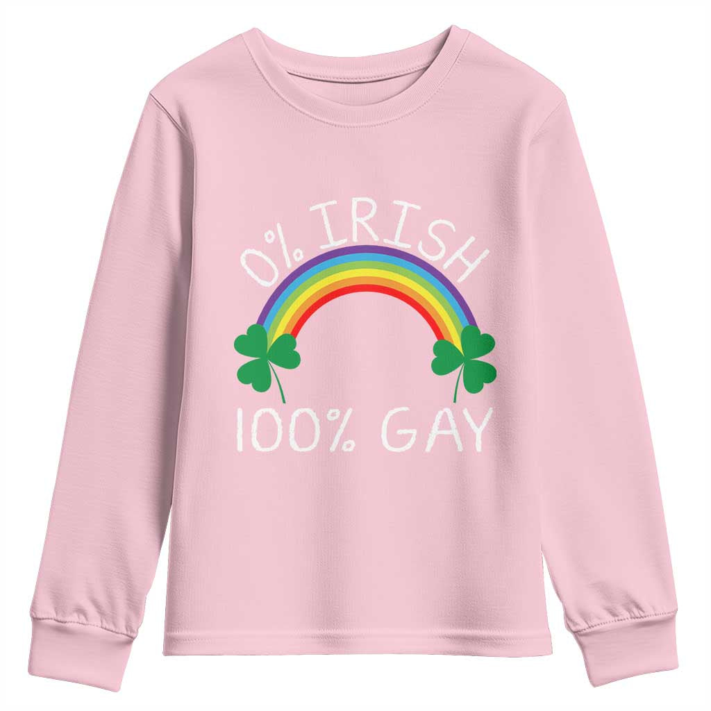 Funny St. Patrick's Day LGBT Youth Sweatshirt 0 Irish 100 Gay Rainbow Shamrock