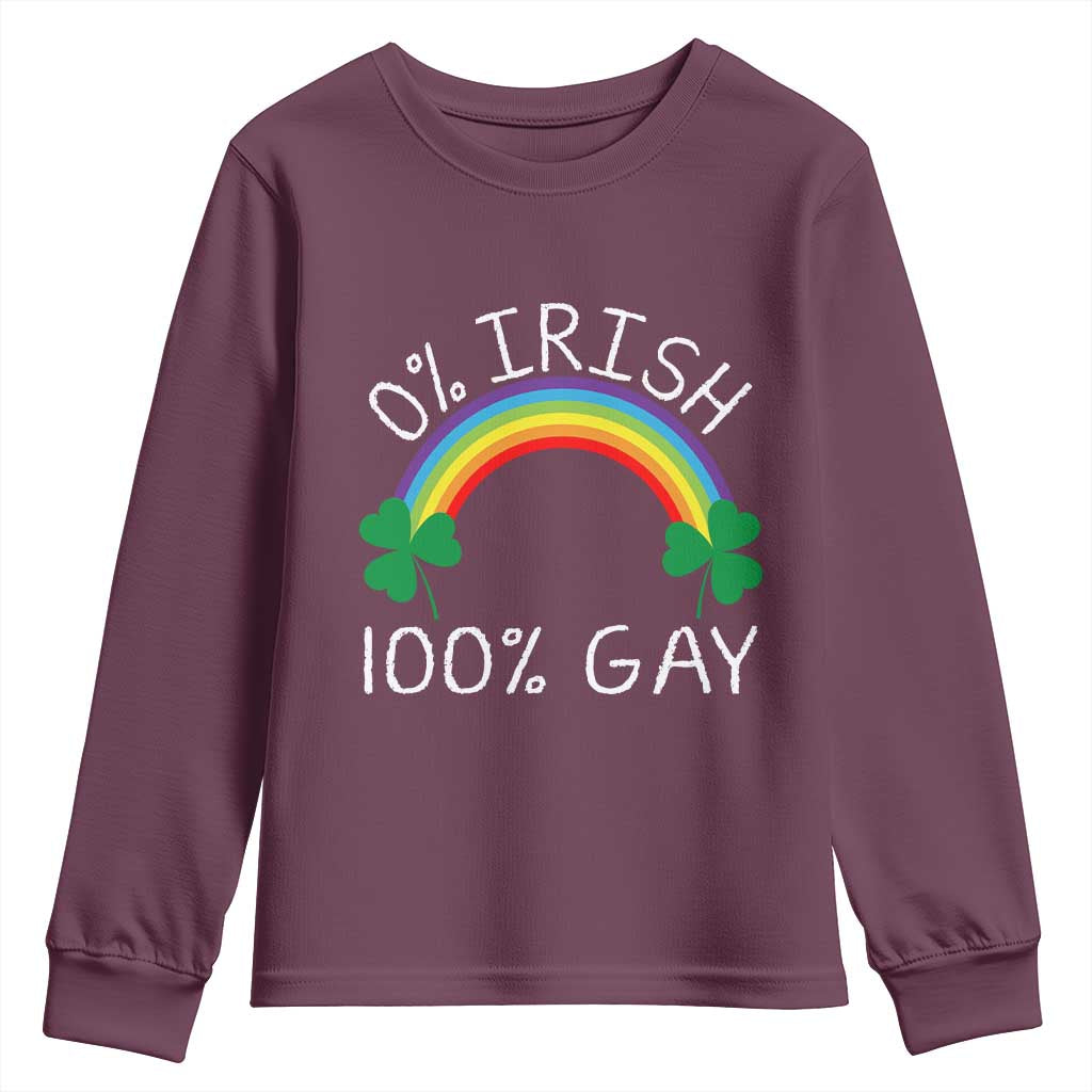 Funny St. Patrick's Day LGBT Youth Sweatshirt 0 Irish 100 Gay Rainbow Shamrock