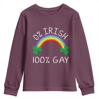 Funny St. Patrick's Day LGBT Youth Sweatshirt 0 Irish 100 Gay Rainbow Shamrock