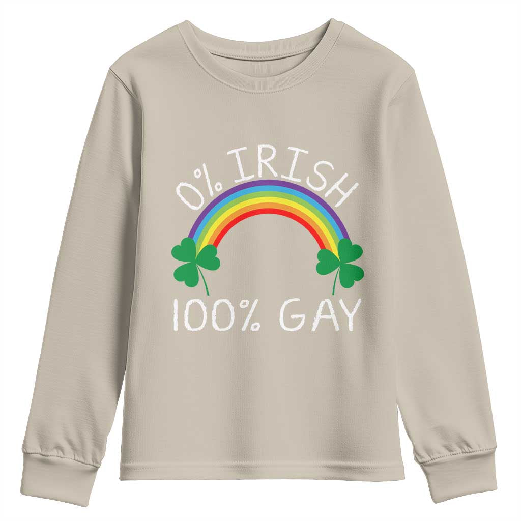 Funny St. Patrick's Day LGBT Youth Sweatshirt 0 Irish 100 Gay Rainbow Shamrock