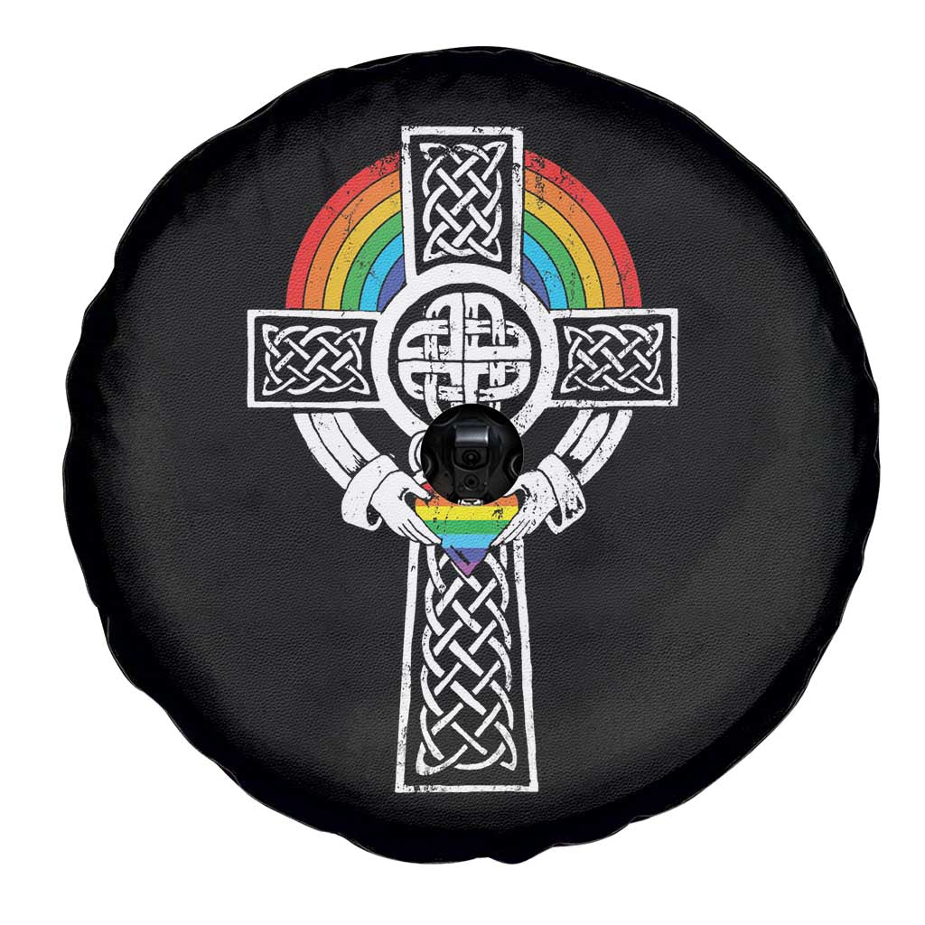Rainbow Celtic Claddagh Cross Spare Tire Cover
