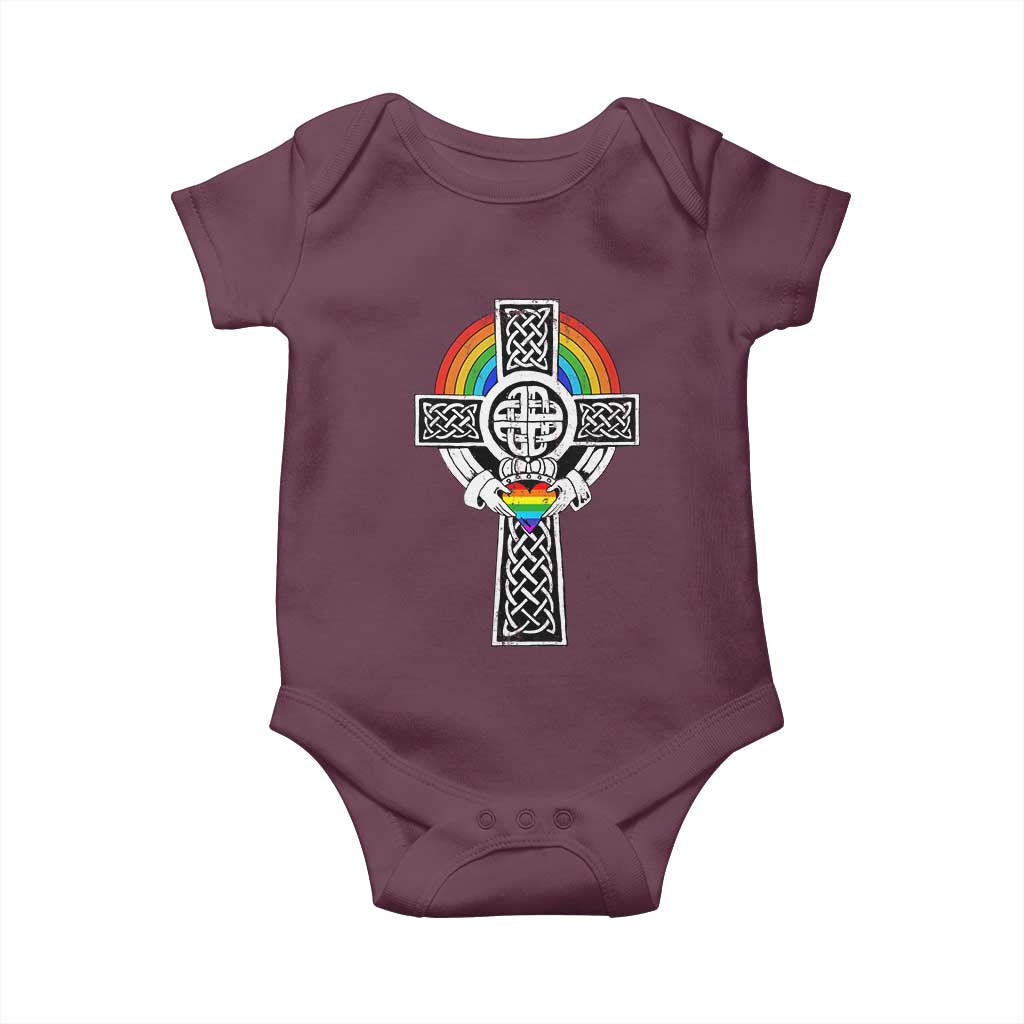 Rainbow Celtic Claddagh Cross Baby Onesie