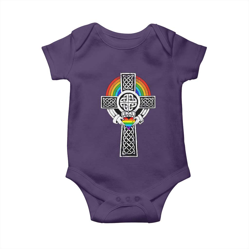 Rainbow Celtic Claddagh Cross Baby Onesie