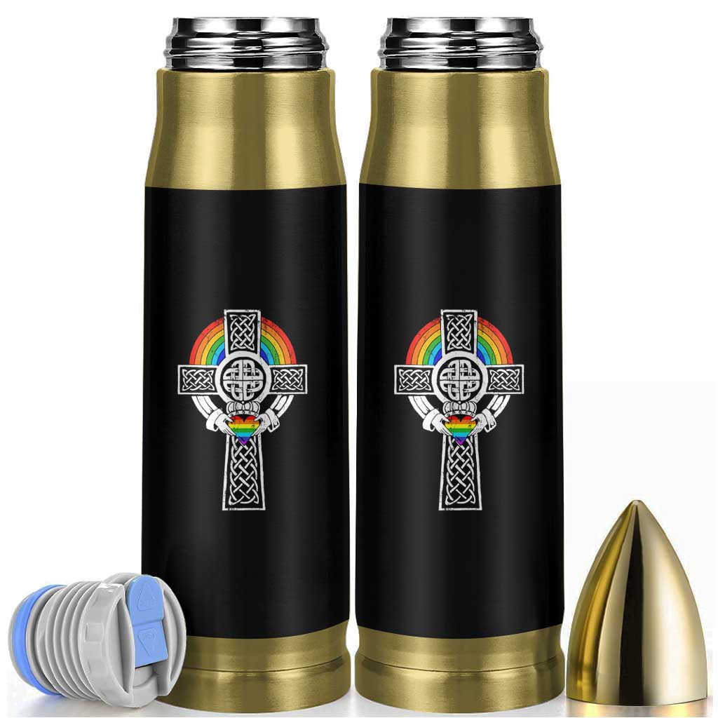 Rainbow Celtic Claddagh Cross Bullet Tumbler