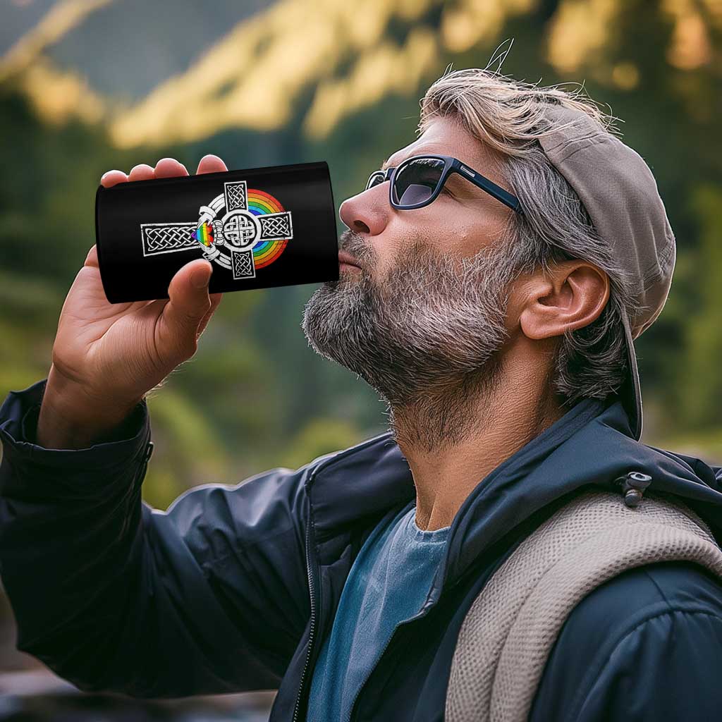 Rainbow Celtic Claddagh Cross 4 in 1 Can Cooler Tumbler