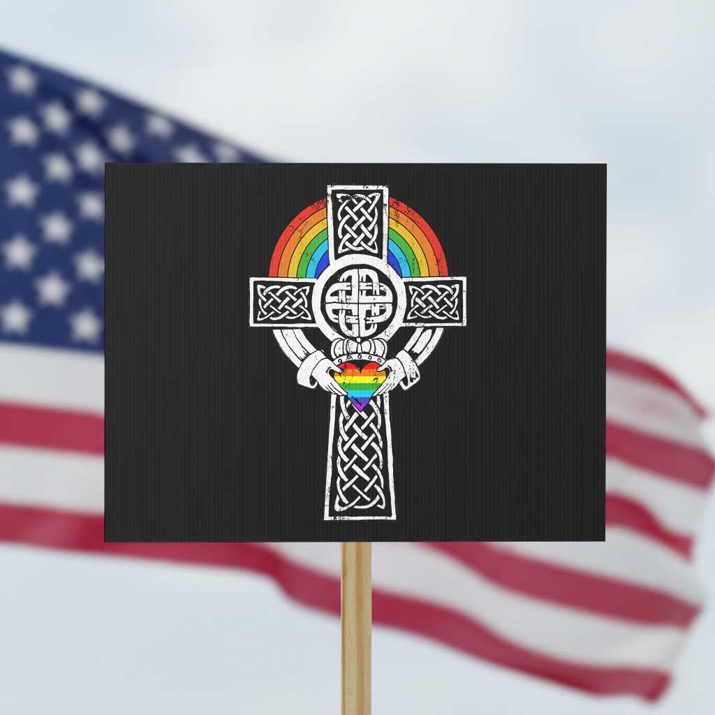 Rainbow Celtic Claddagh Cross Protest Sign - Wonder Print Shop