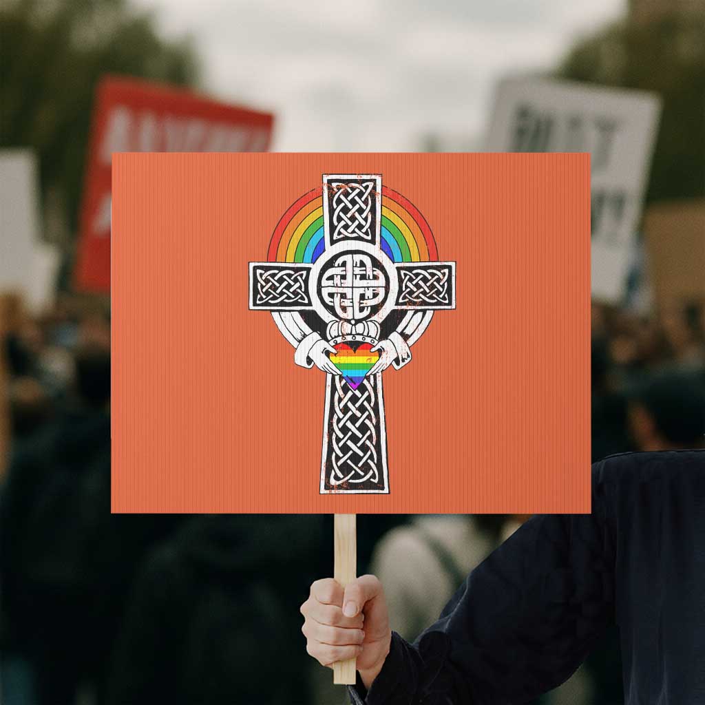 Rainbow Celtic Claddagh Cross Protest Sign - Wonder Print Shop