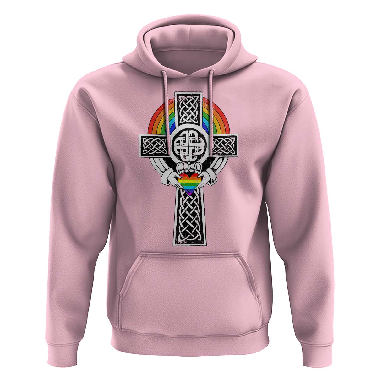 Rainbow Celtic Claddagh Cross Hoodie