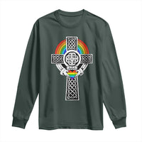 Rainbow Celtic Claddagh Cross Long Sleeve Shirt