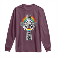 Rainbow Celtic Claddagh Cross Long Sleeve Shirt