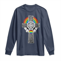 Rainbow Celtic Claddagh Cross Long Sleeve Shirt