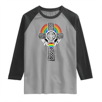 Rainbow Celtic Claddagh Cross Raglan Shirt