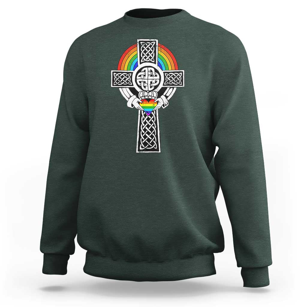 Rainbow Celtic Claddagh Cross Sweatshirt