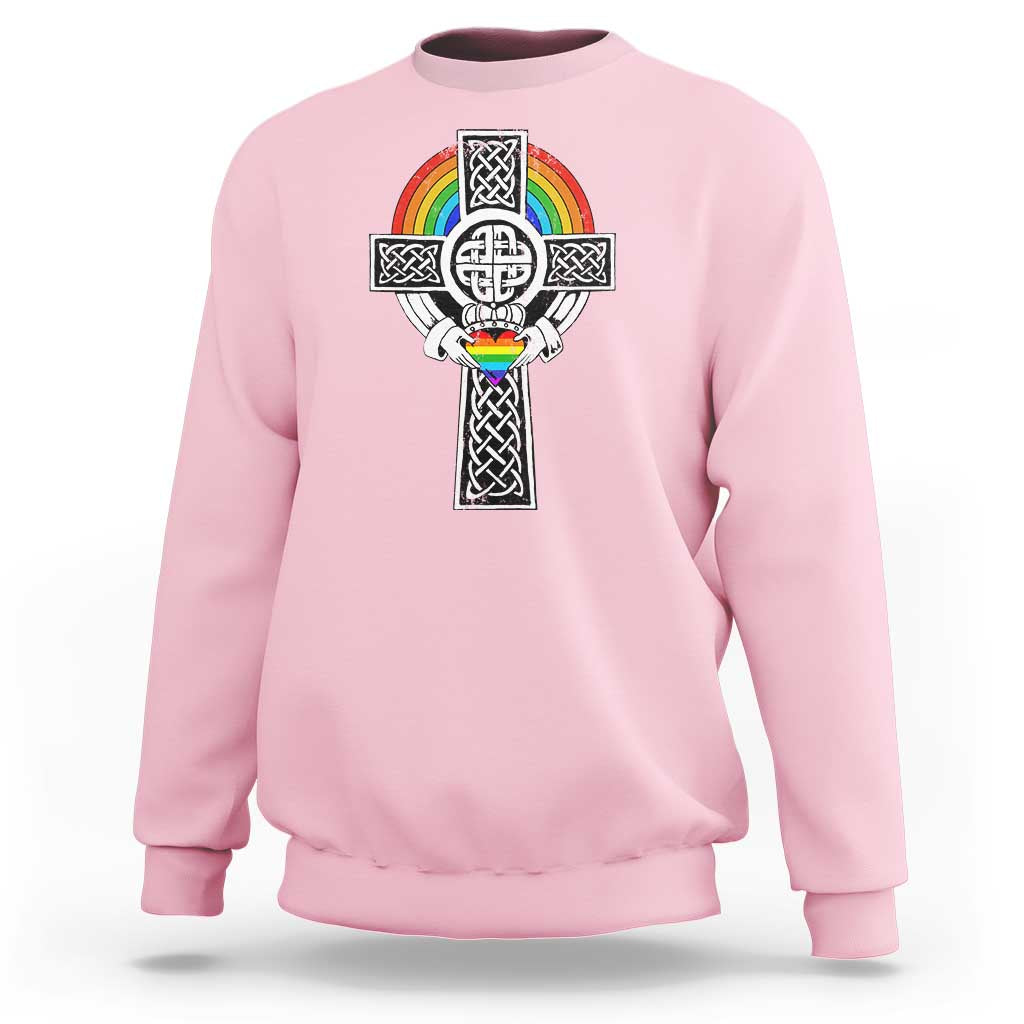Rainbow Celtic Claddagh Cross Sweatshirt