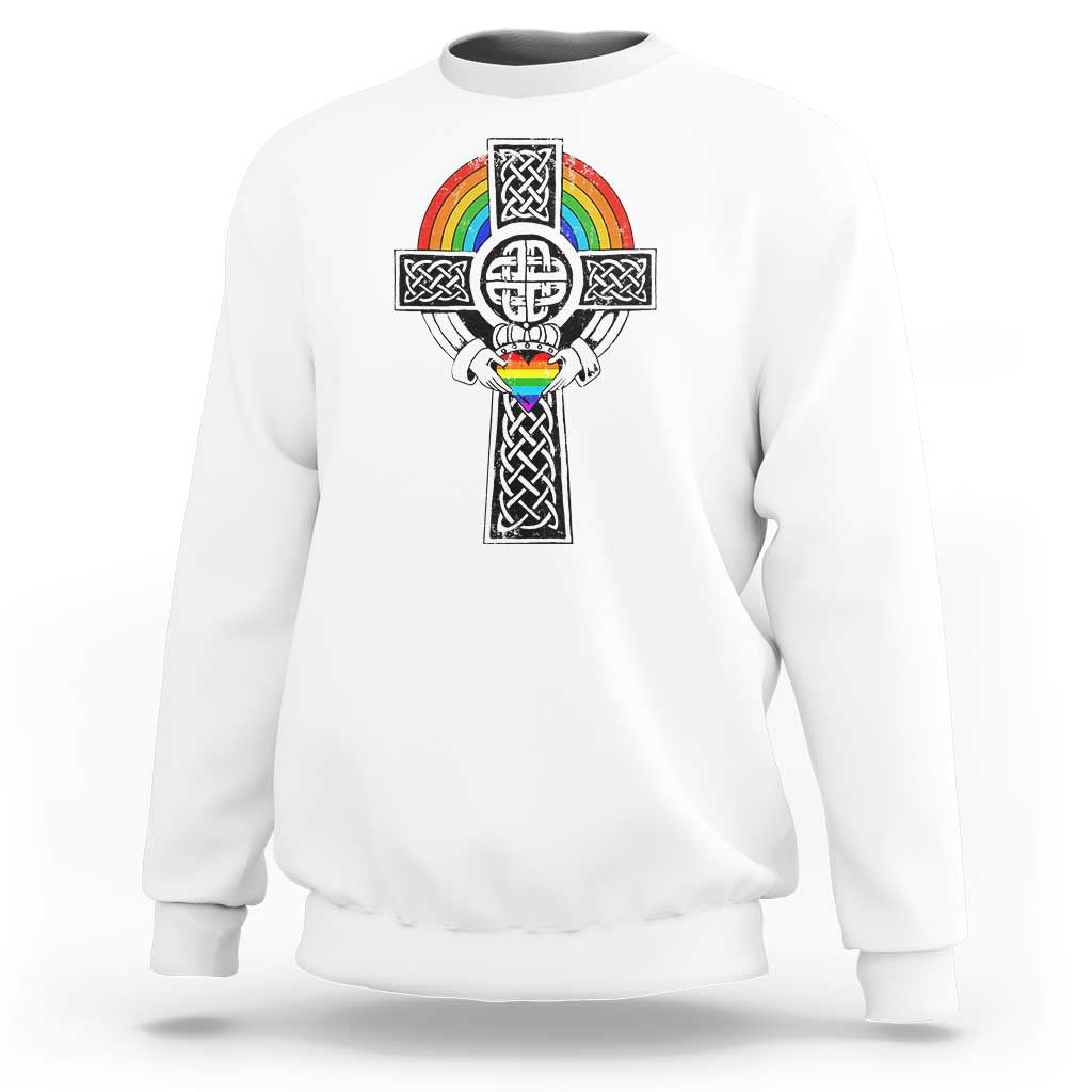 Rainbow Celtic Claddagh Cross Sweatshirt