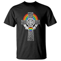 Rainbow Celtic Claddagh Cross T Shirt