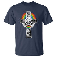 Rainbow Celtic Claddagh Cross T Shirt