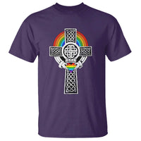 Rainbow Celtic Claddagh Cross T Shirt