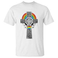 Rainbow Celtic Claddagh Cross T Shirt