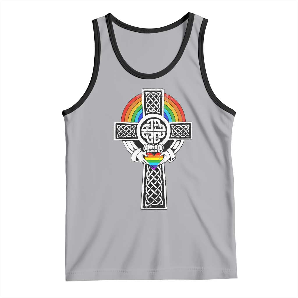 Rainbow Celtic Claddagh Cross Tank Top