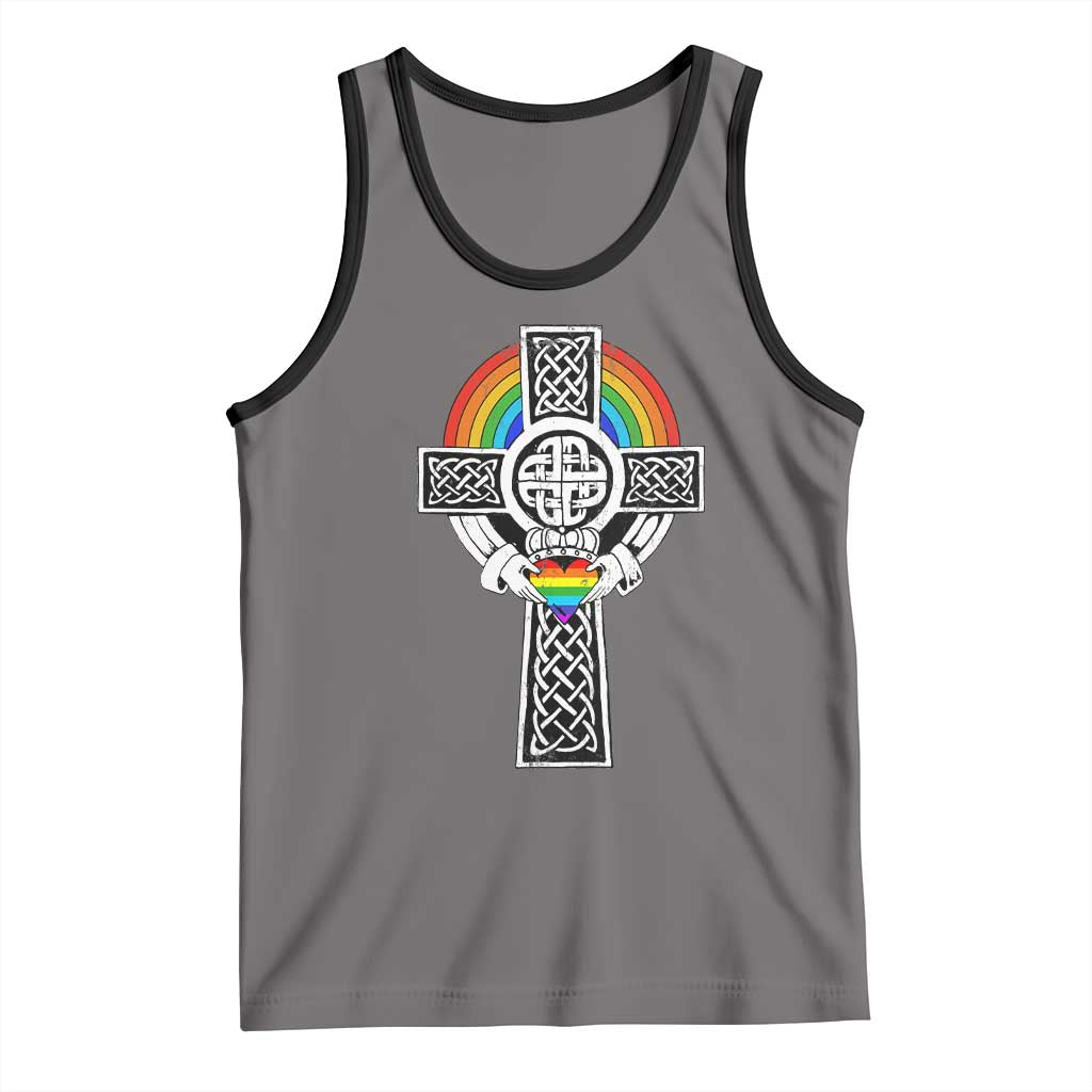 Rainbow Celtic Claddagh Cross Tank Top