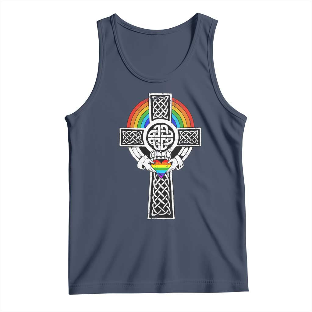 Rainbow Celtic Claddagh Cross Tank Top