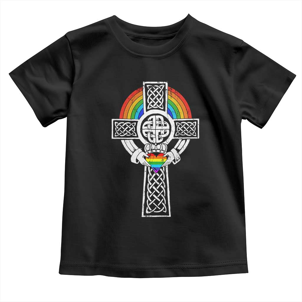 Rainbow Celtic Claddagh Cross Toddler T Shirt